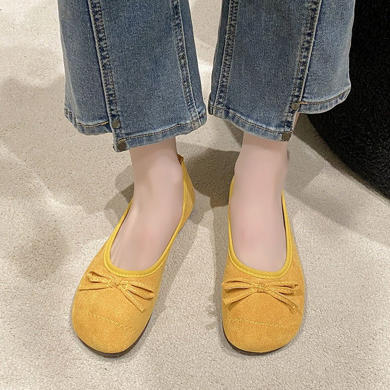 Damen Ballerina-Schuhe mit zierlichem Schleifenakzent und eleganter Oberfläche R&B