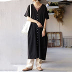 Frauen Langes Knopf-up Maxi Kleid