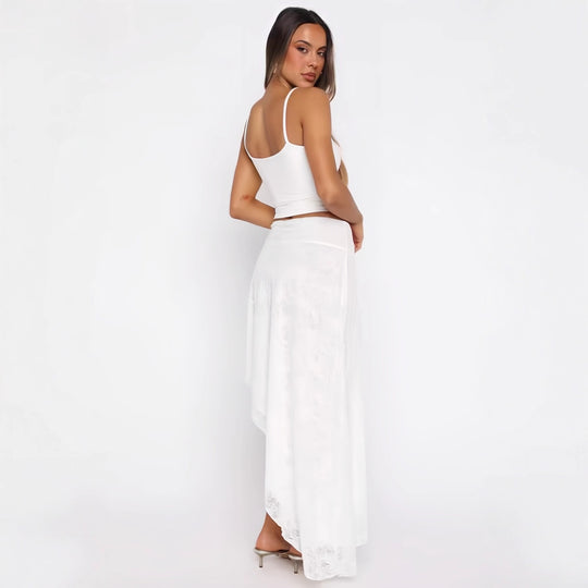 Damen asymmetrisches Kleid mit Spitzenrock und süßem Bustier-Oberteil R&B