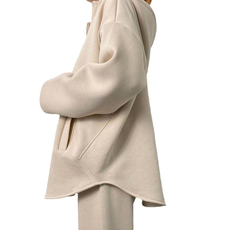 Damen lässiger Hoodie mit hochwertigem Reißverschluss und elastichem Bund R&B