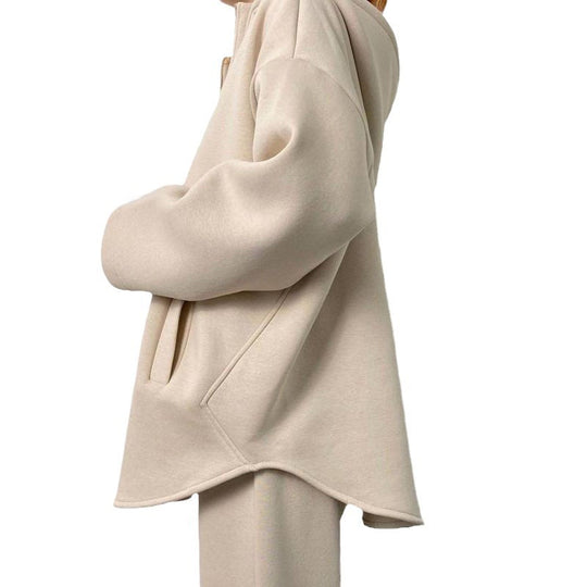 Damen lässiger Hoodie mit hochwertigem Reißverschluss und elastichem Bund R&B