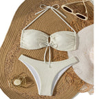 Damen Triangel-Bikini mit Schnürdetail und Ringakzent R&B