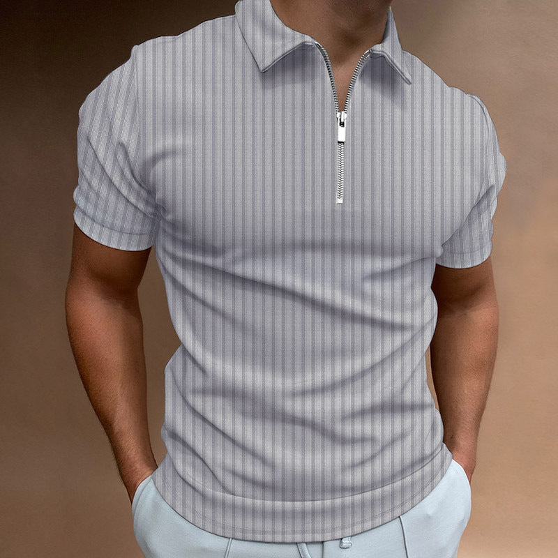 Herren Kurzarm Polo-Hemd mit Reißverschluss und strukturiertem Design R&B