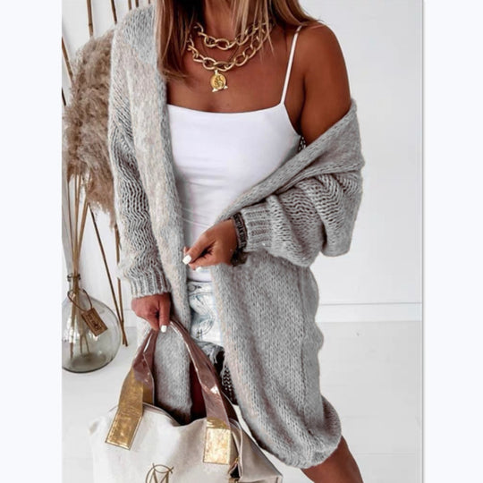 Damen Grobstrick-Cardigan mit offenem Design und lässiger Passform R&B