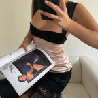 Damen stilvolles Oberteil mit einzigartigem Schnitt und eleganten Trägern R&B