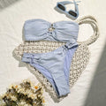 Damen Bandeau-Bikini-Set mit raffinierten Falten R&B