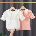 Mädchen Bluse mit Spitzenkragen und Rüschendetails R&B