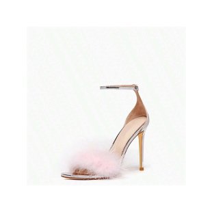 Damen elegante High Heel Sandalen mit luxuriösem Plüsch-Detail R&B