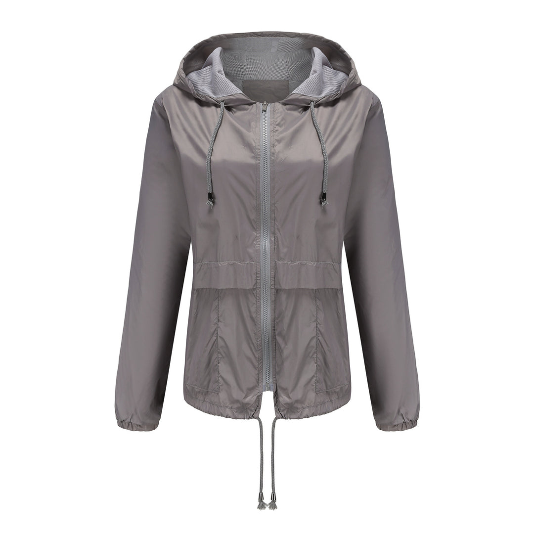 Damen sportliche Windbreaker-Jacke mit verstellbarer Kapuze und elastischen Bündchen R&B