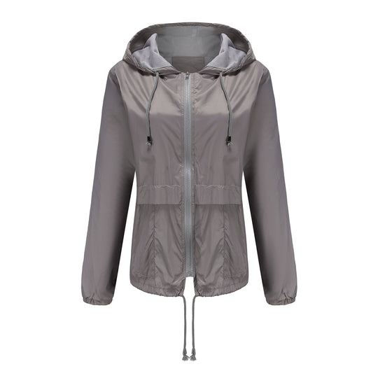 Damen sportliche Windbreaker-Jacke mit verstellbarer Kapuze und elastischen Bündchen R&B