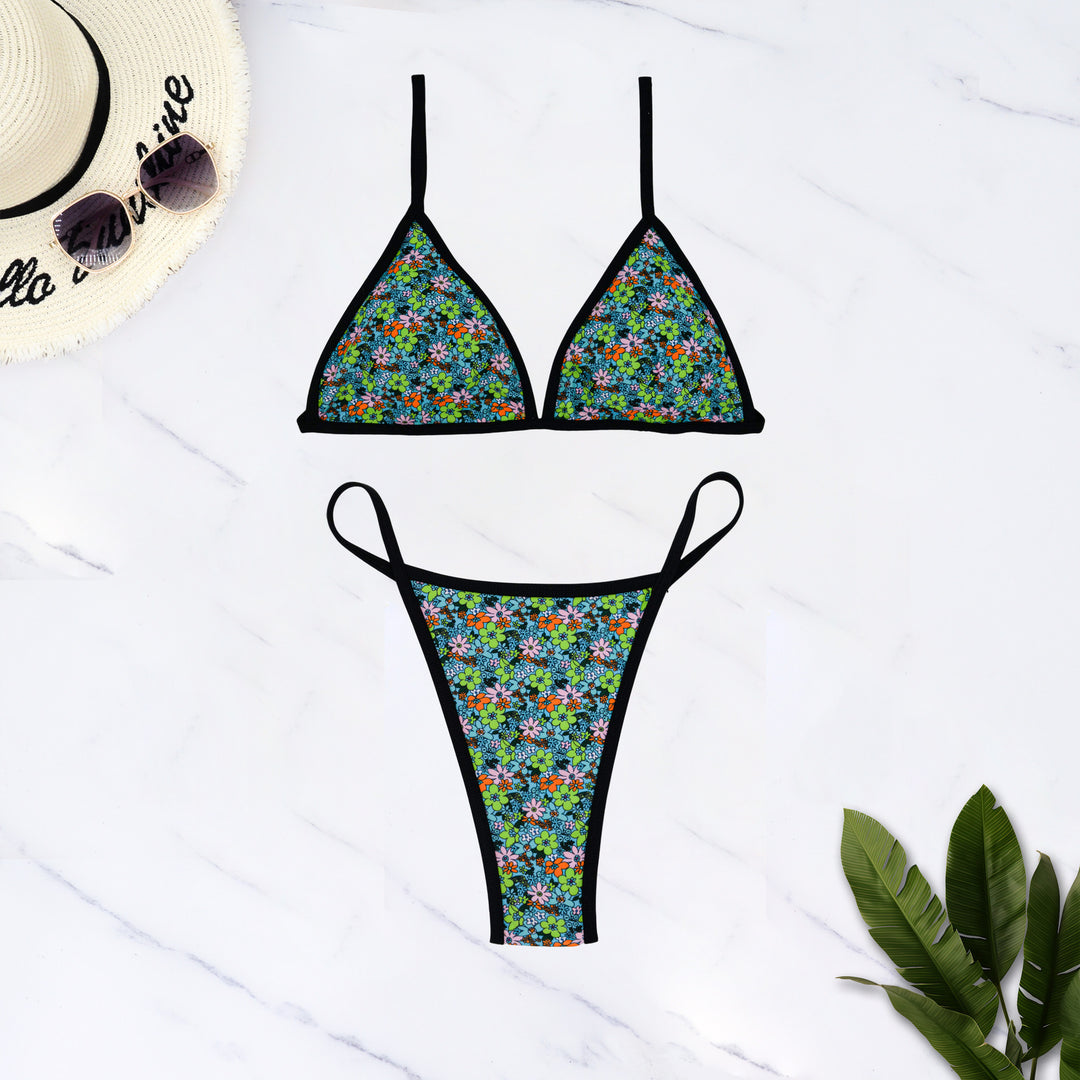 Damen Triangel-Bikini mit floralem Design und verstellbaren Trägern R&B