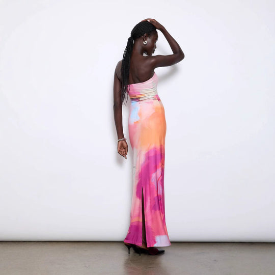 Damen figurbetontes Sommerkleid im Aquarell-Design R&B