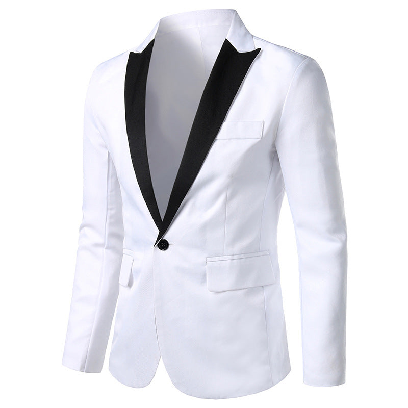 Herren eleganter Smoking-Blazer mit satinierter Kragenpartie R&B
