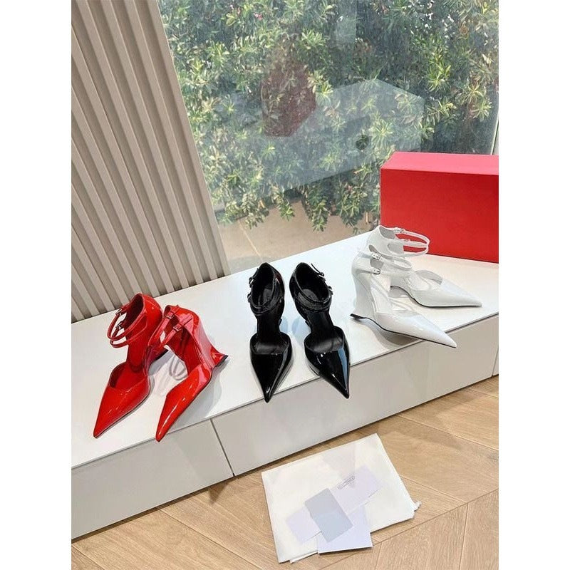Damen elegante Slingback-Pumps mit glänzender Lackoberfläche R&B