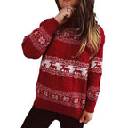 Damen Strickpullover mit festlichem Rentier-Motiv und Zopfmuster R&B