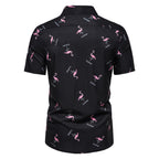 Herren Kurzarmhemd mit modernem Flamingo-Muster