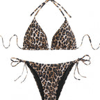 Damen Triangel-Bikini mit trendigem Animalprint und hohem Beinausschnitt R&B