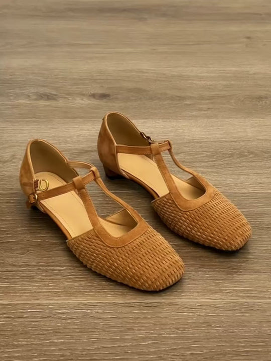 Damen Sling-Ballerinas mit raffinierten Riemen und hochwertiger Veloursoberfläche R&B