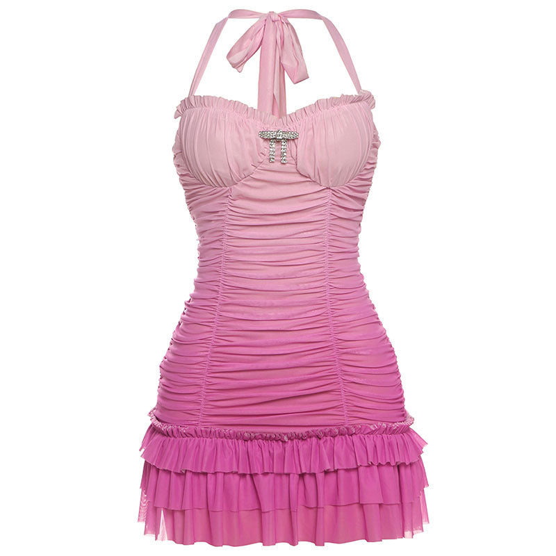 Damen Sexy Minikleid mit gerafftem Design und Dekolleté R&B