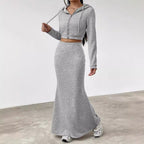 Damen lässige Cropped-Jacke mit Maxirock R&B