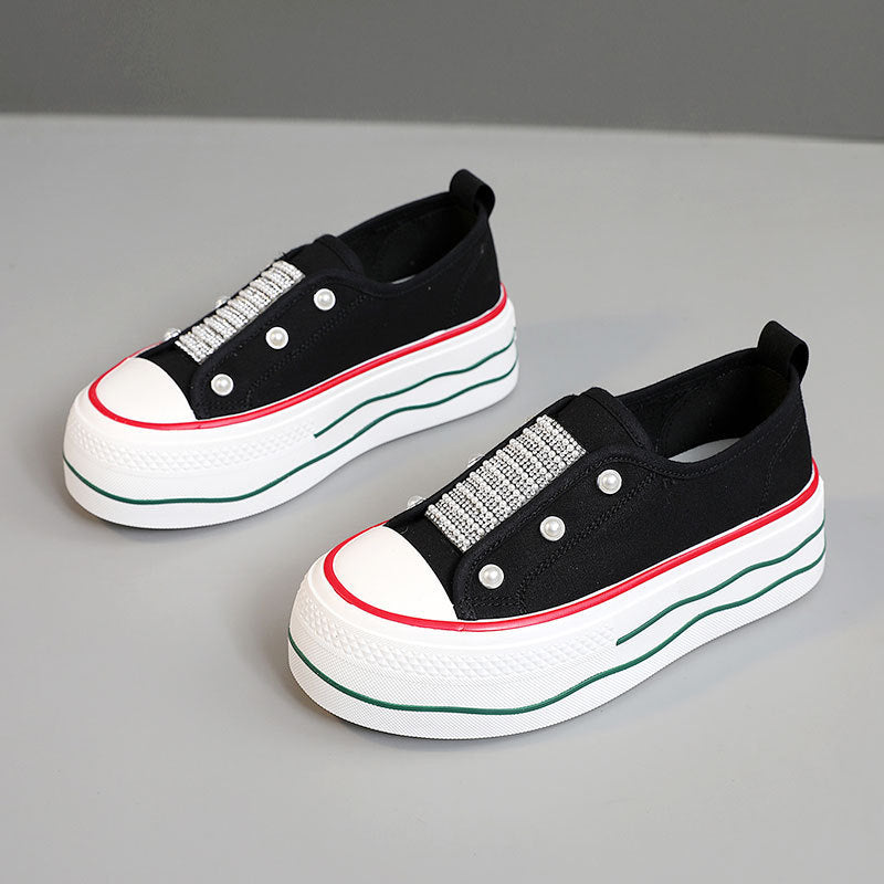Damen trendige Slip-On Sneakers mit Glitzer-Applikationen R&B