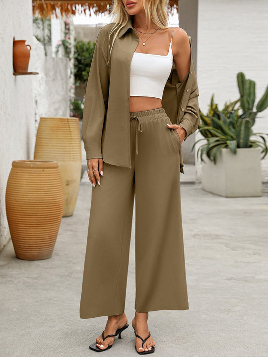 R&B | Zweiteiliges Satz Lässiges Shirt und Weite Hose Atmungsaktives Material