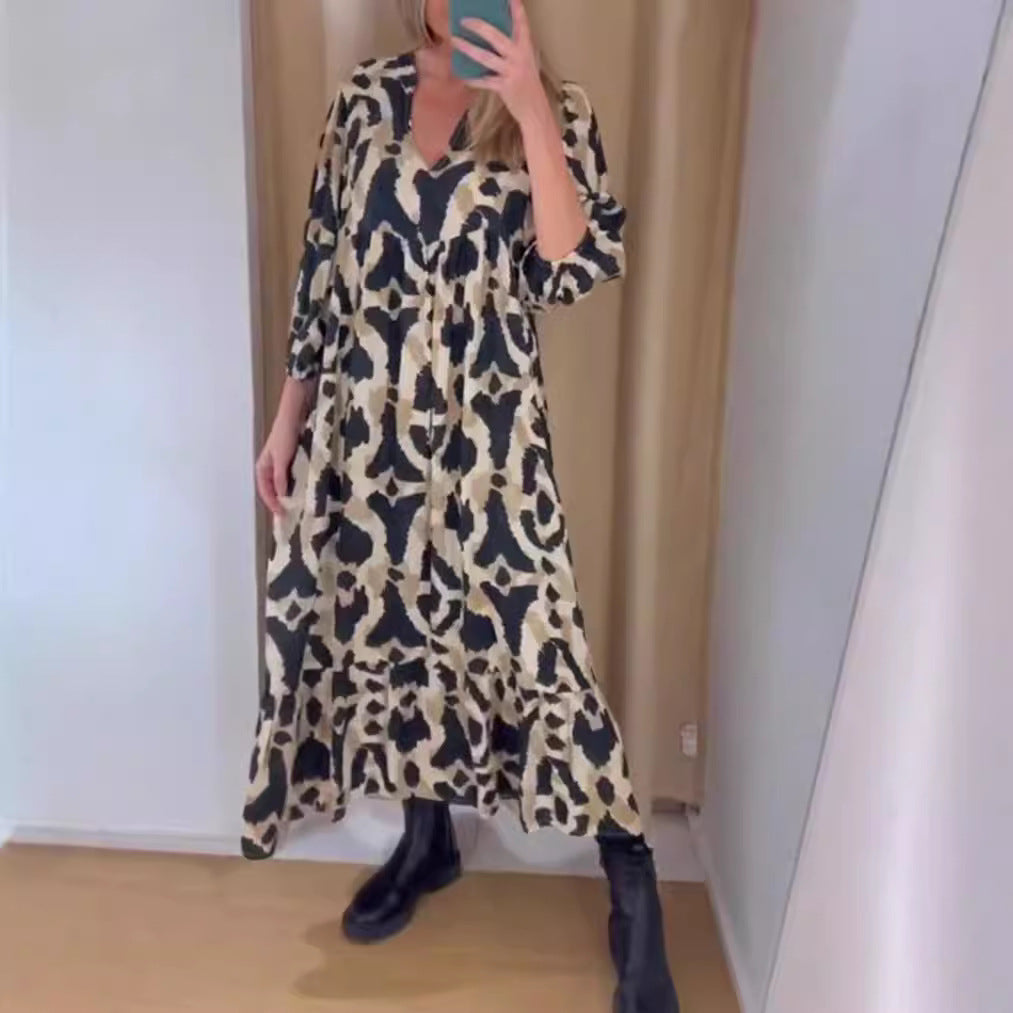 Damen Maxikleid im modernen Animal-Print mit fließender Silhouette Heidi-Mode