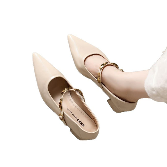 Damen Elegante Sling-Pumps mit modischem Kettenriemen und komfortablen Blockabsatz R&B