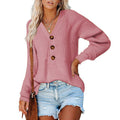 Damen Strickpullover mit Knopfdetails und tiefem V-Ausschnitt R&B