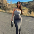 Damen figurbetontes Abendkleid mit schulterfreiem Design und eleganter Raffung R&B