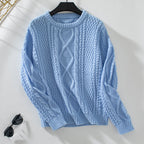 Damen Strickpullover mit strukturiertem Zopfdesign und Rundhalsausschnitt