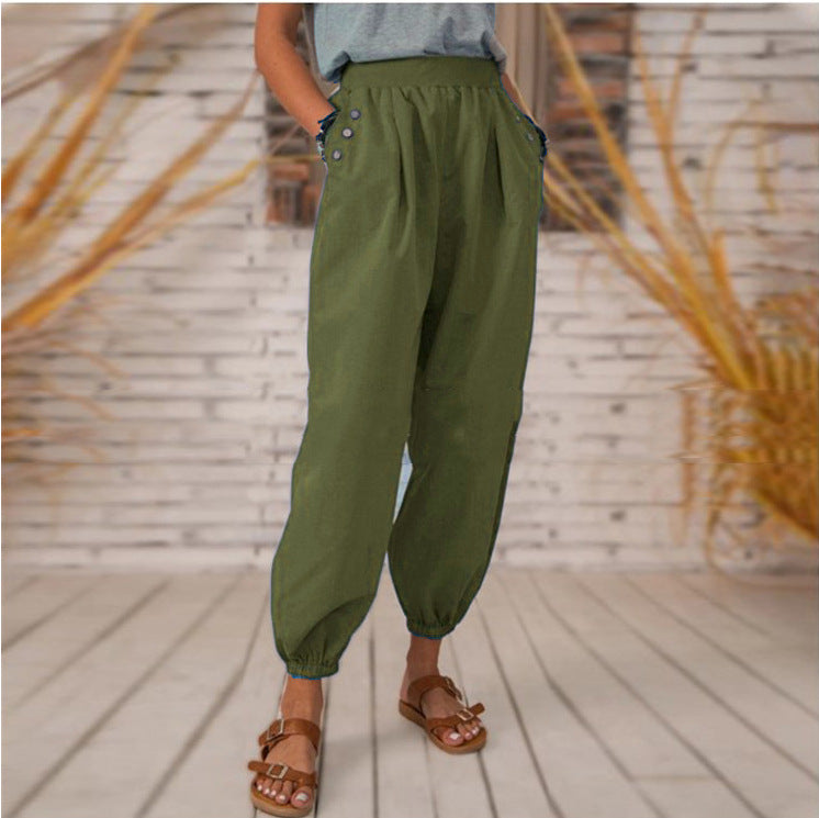 Damen Bequeme Hose mit seitlichen Taschen und Gummibund R&B
