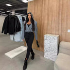 Damen Sportliches Kleid mit Kragen und langen Ärmeln R&B
