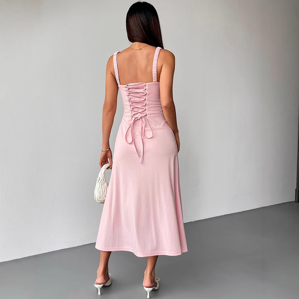 Damen Maxikleid mit formschöner Schnürung und eleganten Trägern R&B