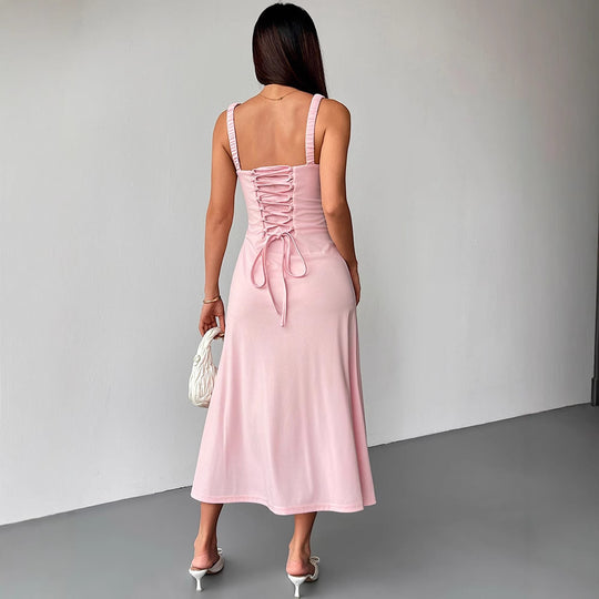 Damen Maxikleid mit formschöner Schnürung und eleganten Trägern R&B