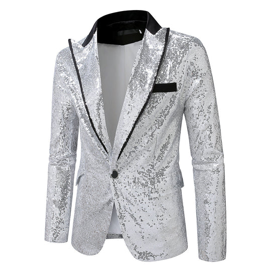Herren Glitzernder Smokingblazer aus hochwertigem Satin R&B