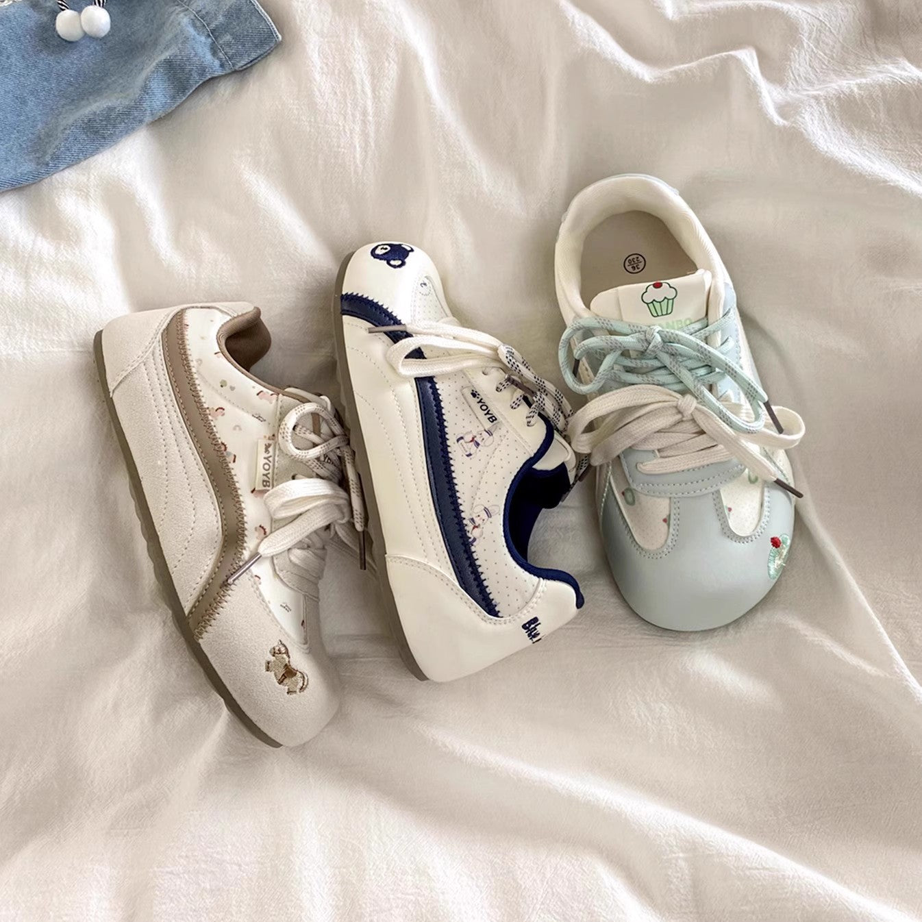 Damen Schnür-Sneaker mit verspieltem Bärenmotiv und atmungsaktivem Obermaterial