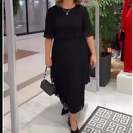 Damen Elegantes Midikleid mit transparenzähnlichen Ärmeln und stilvollen Rüschen R&B