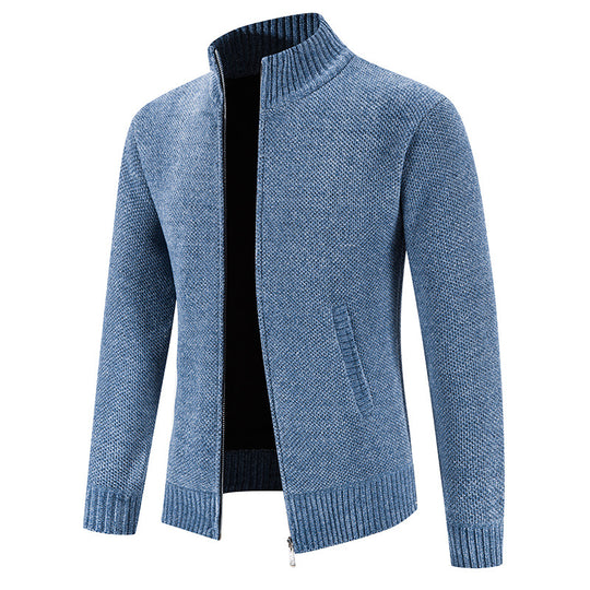 Herren modische Strickjacke mit hochgeschlossenem Kragen und Reißverschluss R&B