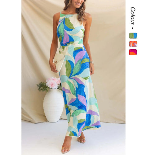 Damen Maxikleid mit modernem floralem Design und elegantem Schnitt R&B