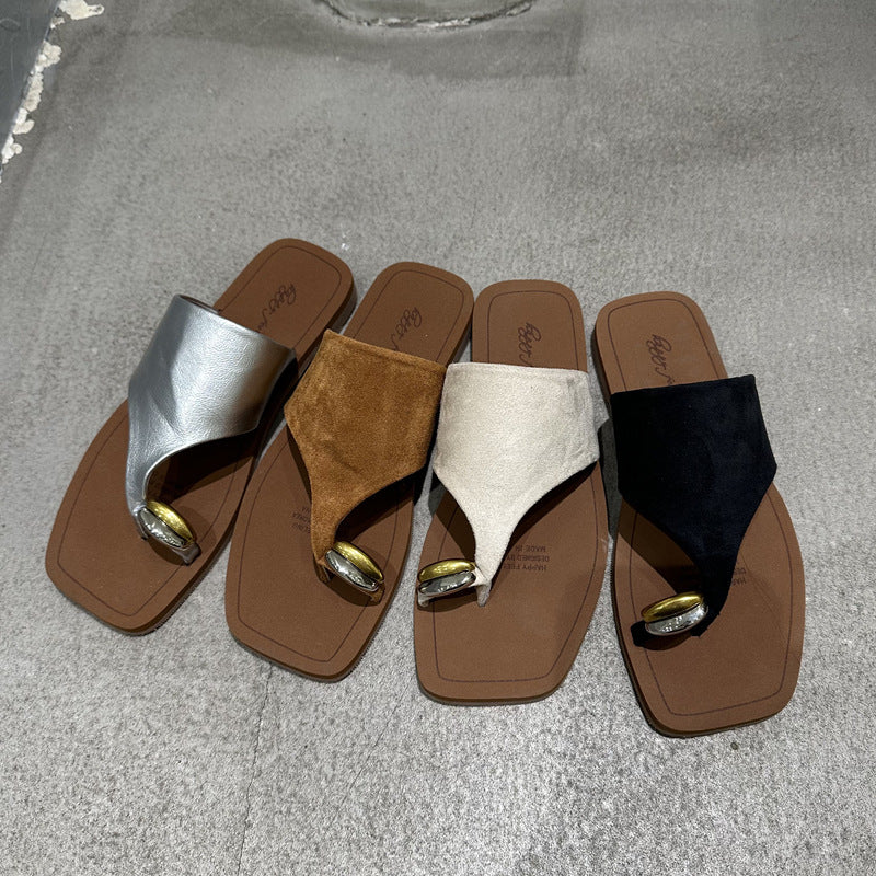 Damen Zehentrenner-Sandalen mit modischem Riemendesign und edlem Akzent R&B