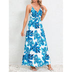 Damen Maxikleid mit floralem Design und schmalen Trägern R&B