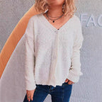 Damen kuschelige Strickjacke mit Knopfdetails und lässigem Schnitt R&B