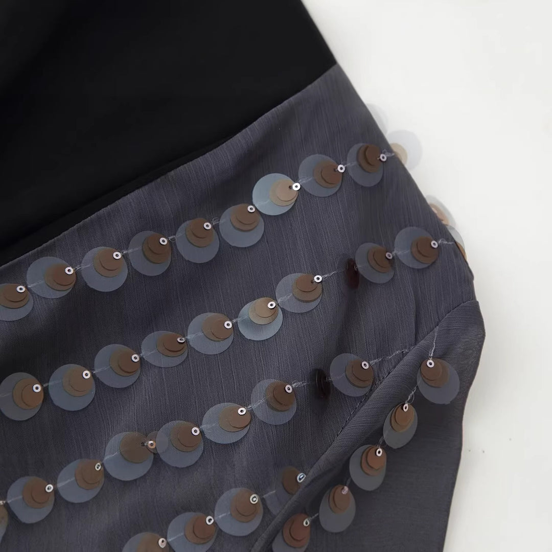 Damen Glamouröses Body mit glitzernden Pailletten und Wickeldesign R&B