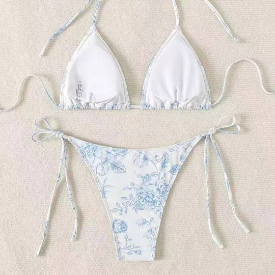 Damen Triangel-Bikini-Set mit zarten Blumenmotiven R&B