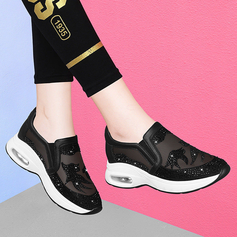 Damen Modische Mesh-Sneakers mit Glitzerakzenten R&B