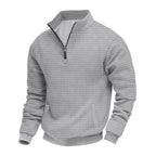 Herren nan Waffelstruktur-Halbzip-Pullover mit Stehkragen und dezenten Eingrifftaschen R&B
