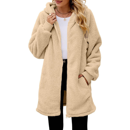 Damen Kuschelige Fleecejacke mit Kapuze und Taschen R&B
