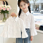 Mädchen Bluse mit Rüschendetails und Schleifen R&B