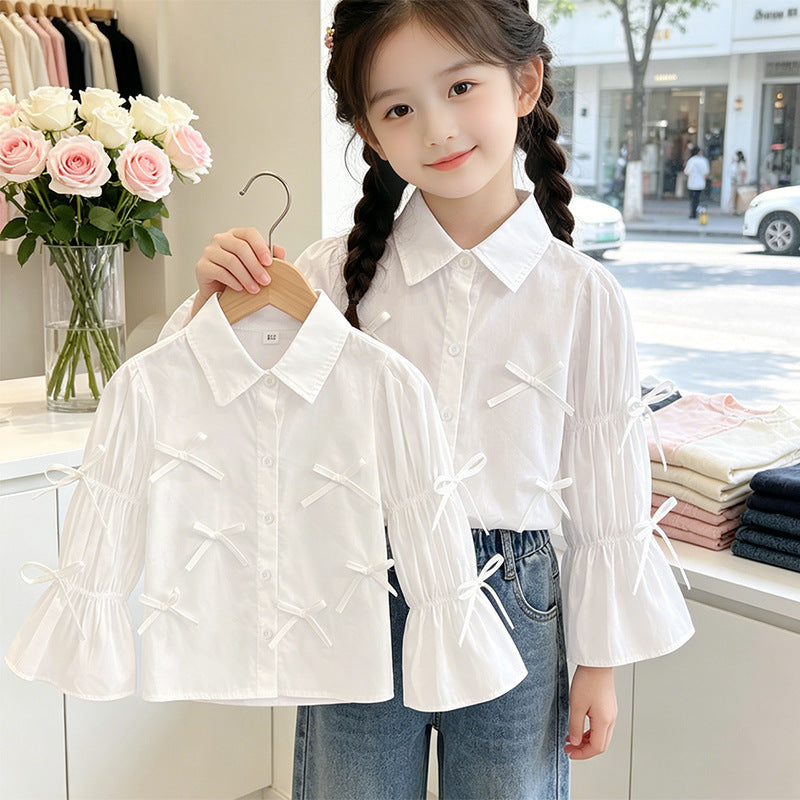 Mädchen Bluse mit Rüschendetails und Schleifen R&B